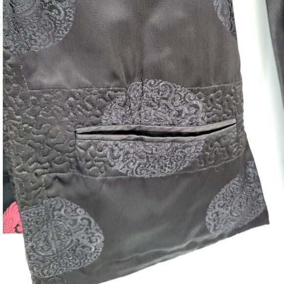 Vintage Cheongsam Black Red Embroidered Bell Sleeve Toggle Reversible Jacket - Picture 15 of 16